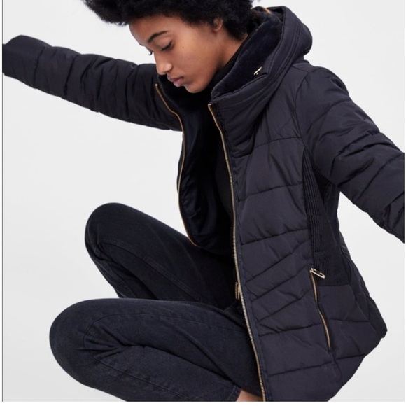 Zara puffer coat black- winter coat / jacket - Picture 1 of 9